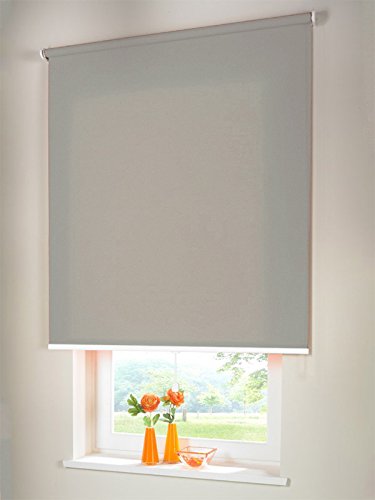 Easy-Shadow Hochwertiges Sichtschutzrollo Mittelzugrollo Springrollo Rollo Verdunkelung 90 x 260 cm / 90x260 cm grau // Maßanfertigung von Easy-Shadow