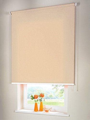 Easy-Shadow Hochwertiges Sichtschutzrollo Seitenzugrollo Kettenzugrollo Rollo Sichtschutz 105 x 230 cm / 105x230 cm beige-karamell - Bedienseite rechts // Maßanfertigung von Easy-Shadow