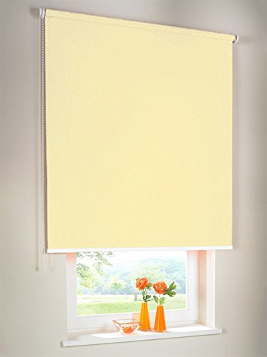 Easy-Shadow Hochwertiges Verdunkelungsrollo Seitenzugrollo Kettenzugrollo Rollo Verdunkelung 130 x 220 cm / 130x220 cm hellgelb-creme - Bedienseite links // Maßanfertigung von Easy-Shadow