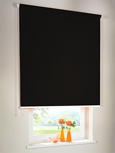 Easy-Shadow Hochwertiges Verdunkelungsrollo Seitenzugrollo Kettenzugrollo Rollo Verdunkelung 192 x 140 cm / 192x140 cm schwarz - Bedienseite links // Maßanfertigung von Easy-Shadow