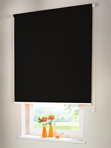Easy-Shadow Hochwertiges Verdunkelungsrollo Seitenzugrollo Kettenzugrollo Rollo Verdunkelung 192 x 230 cm / 192x230 cm schwarz - Bedienseite rechts // Maßanfertigung von Easy-Shadow