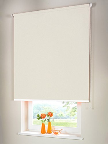 Easy-Shadow Hochwertiges Verdunkelungsrollo Seitenzugrollo Kettenzugrollo Rollo Verdunkelung 252 x 190 cm / 252x190 cm creme - Bedienseite rechts // Maßanfertigung von Easy-Shadow