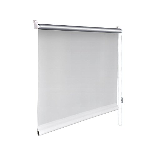 Easy-Shadow UNIVERSAL Klemm- und Klebe Rollo Fensterrollo Außenmaß Breite 55 x 170 cm Höhe - 55x170 cm weiß - Easyfix Klemmfix Klemmrollo / Kleberollo ohne Bohren inklusive 2 Stück Klemmträger Easy&Fix montiert von Easy-Shadow