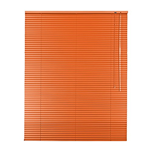 Original Easy-Shadow Aluminium Jalousie Jalousette Breite 130 x 110 cm Höhe in Farbe orange - Bedienseite rechts - Fensterjalousie Jalousien Alu-Jalousien Alu-Jalousetten Fenster Rollo Lamellenbreite 25 mm Lamellen / Maßanfertigung von Easy-Shadow