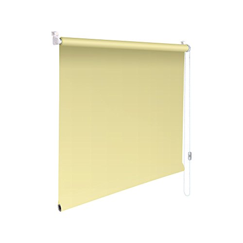 Original Easy-Shadow Mini Klemmfix Rollo Stoffmaß Breite 100 x 50 cm Höhe - HELLGELB-CREME blickdicht lichtdurchlässig Sichtschutz Sichtschutzrollo Kettenzugrollo Seitenzugrollo Mini-Rollo mit Kettenzug - Minirollo Klemmrollo ohne bohren inklusive Klemmträger Easy&Fix - Maßanfertigung von Easy-Shadow