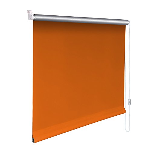 Original Easy-Shadow Mini Klemmfix Thermo Rollo Stoffmaß Breite 90 x 200 cm Höhe - ORANGE Thermo Rückseite ALU lichtundurchlässig Verdunkelung Verdunkelungsrollo Kettenzugrollo Seitenzugrollo Mini-Rollo mit Kettenzug und Aluminium Beschichtung - Minirollo Klemmrollo ohne bohren inklusive Klemmträger Easy&Fix - Maßanfertigung von Easy-Shadow