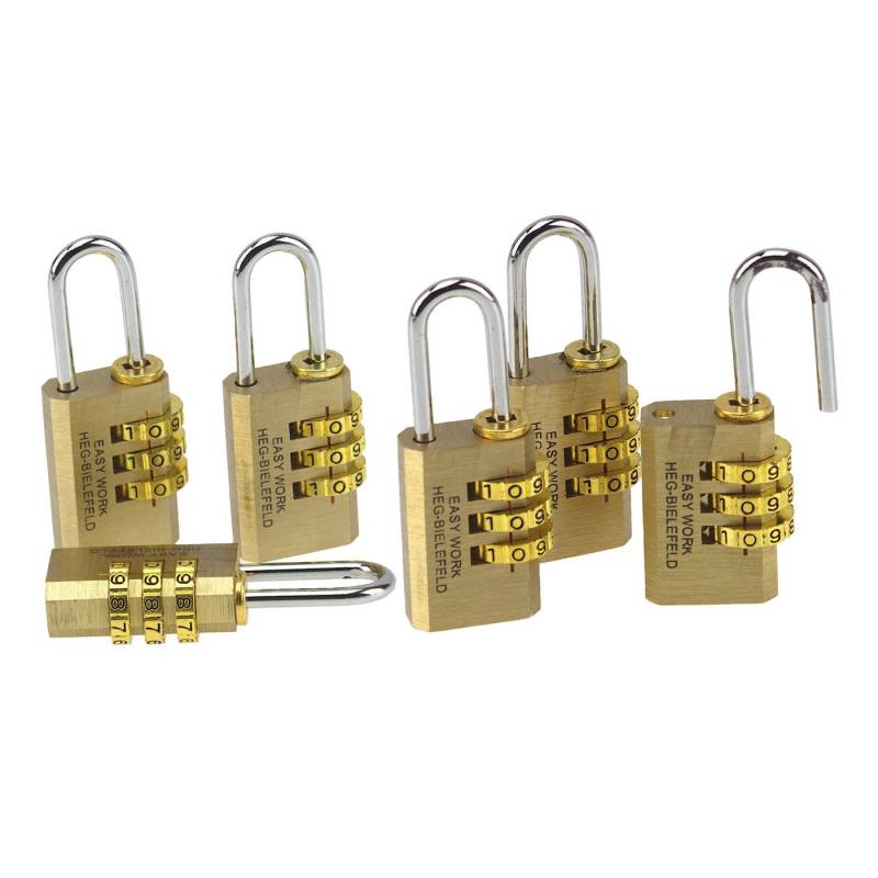 Easy Work Vorhängeschloss 6er Set Zahlenschloss Kofferschloss Zahlenkombination Vorhängeschloss, (6-tlg), mit individuell einstellbarem Zahlencode von Easy Work