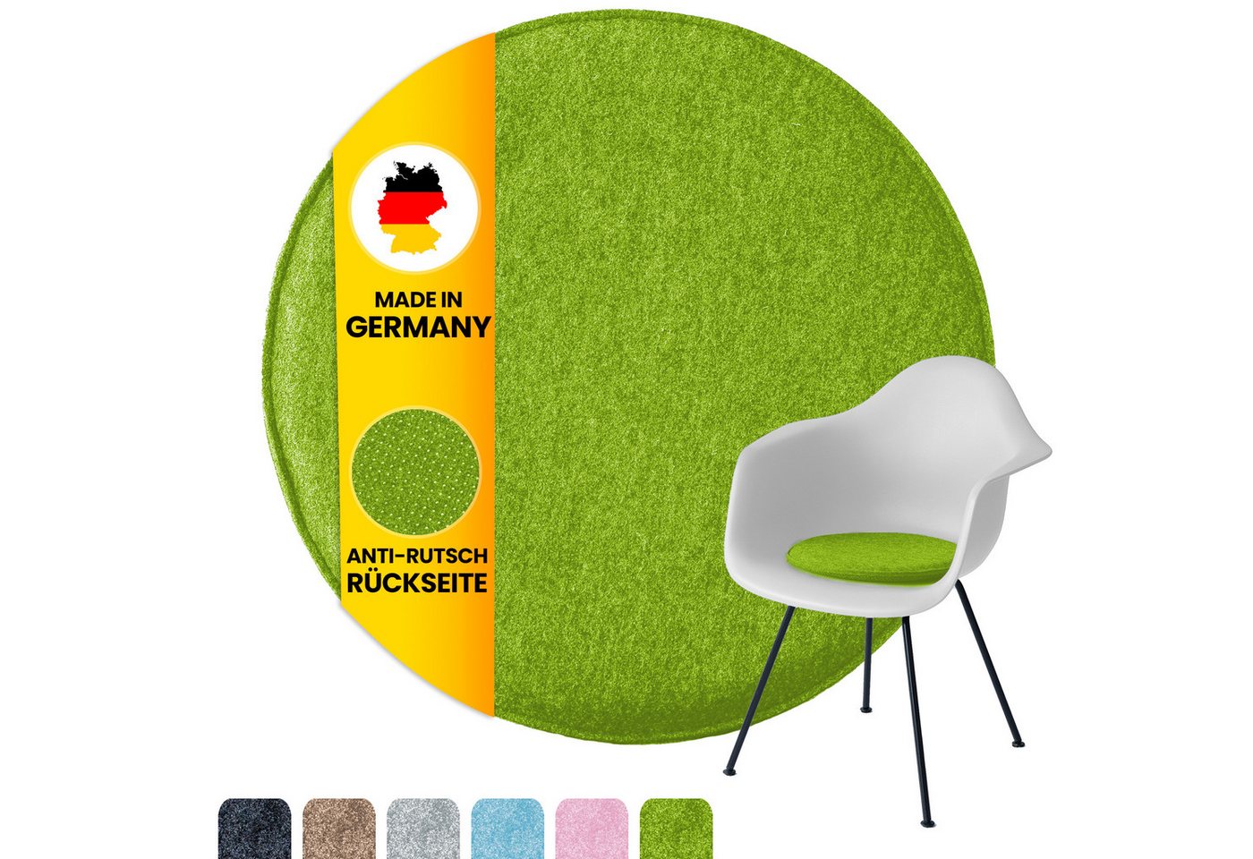 Easy and Green Sitzkissen Filz Rund 38cm - Made in Germany - waschbar und rutschfest von Easy and Green