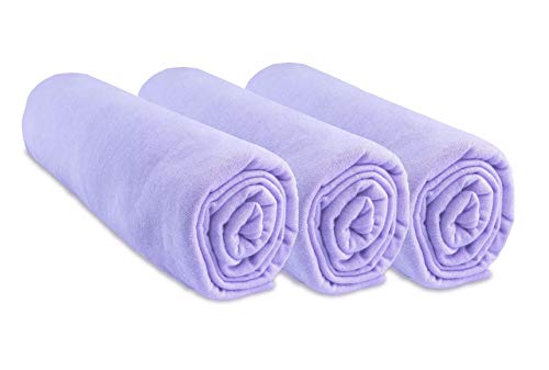 Lot de 3 Draps housse Coton pour lit Bébé 60x120 - 8 coloris disponibles (Parme) von Easy dort