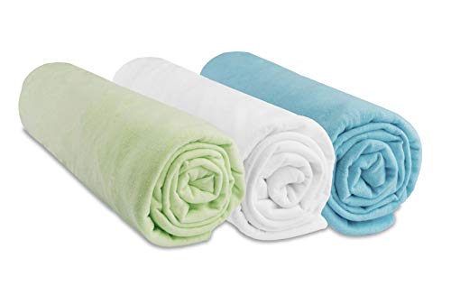 Lot de 3 draps housse Coton - 70x160 - anis blanc turquoise von Easy dort