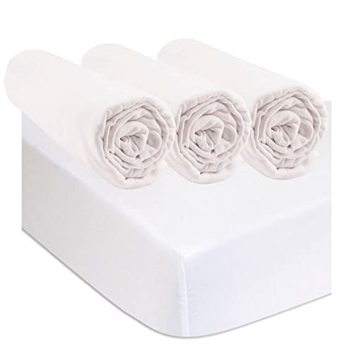 Set mit 3 Spannbettlaken, 40 x 80 cm, für Wiege, Babywanne + 2 Matratzenschoner, Größe 40 x 80 cm, 100% Baumwolle, weiß, ultraweich, atmungsaktiv, Oeko-Tex-Zertifiziert von Easy dort