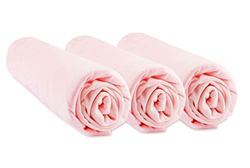 Spannbettlaken für Babybett Babybett / Babybett / Babybett / Babybett / Regenschirm / Bambus hypoallergen / weich, atmungsaktiv, (70 x 140 cm), Rosa, 3 Stück von Easy dort