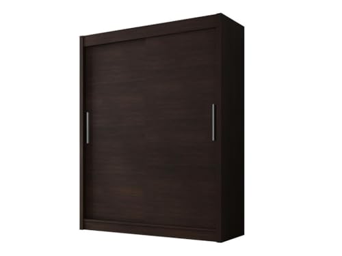 Easy4You D1 120 cm Schokolade Schiebetüren Kleiderschrank 120x200x58 cm Schlafzimmermöbel, Aufbewahrung - Mehrzweckschrank - Farbe: Schokolade von Easy4You