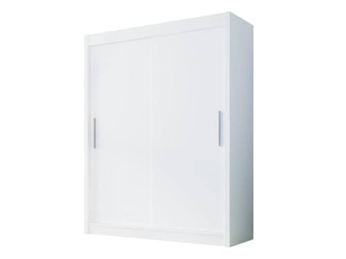 Easy4You D1 120 cm Weiß Schiebetüren Kleiderschrank 120x200x58 cm Schlafzimmermöbel, Aufbewahrung - Mehrzweckschrank - Farbe: Weiß von Easy4You