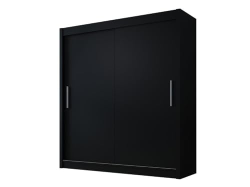 Easy4You D1 150 cm Schwarz Schiebetüren Kleiderschrank 150x200x58 cm Schlafzimmermöbel, Aufbewahrung - Mehrzweckschrank - Farbe: Schwarz von Easy4You