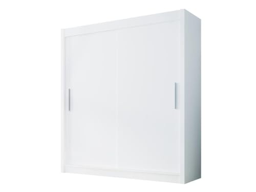 Easy4You D1 150 cm Weiß Schiebetüren Kleiderschrank 150x200x58 cm Schlafzimmermöbel, Aufbewahrung - Mehrzweckschrank - Farbe: Weiß von Easy4You