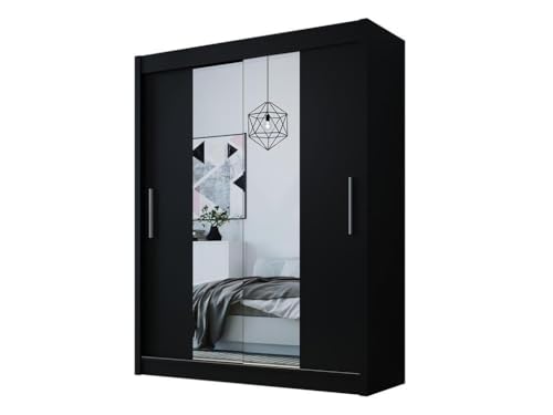 Easy4You D2 120 cm Schwarz Schiebetüren Kleiderschrank 120x200x58 cm mit Spiegel - Schlafzimmermöbel, Aufbewahrung - Mehrzweckschrank Easy4You D2 120 cm Schwarz Schiebetüren Kleiderschrank 120x200x58 cm mit Spiegel - Schlafzimmermöbel, Aufbewahrung - Mehrzweckschrank von Easy4You