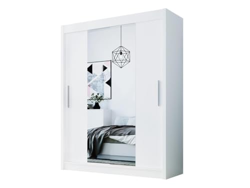 Easy4You D2 120 cm Weiß Schiebetüren Kleiderschrank 120x200x58 cm mit Spiegel - Schlafzimmermöbel, Aufbewahrung - Mehrzweckschrank Easy4You D2 120 cm Weiß Schiebetüren Kleiderschrank 120x200x58 cm mit Spiegel - Schlafzimmermöbel, Aufbewahrung - Mehrzweckschrank von Easy4You
