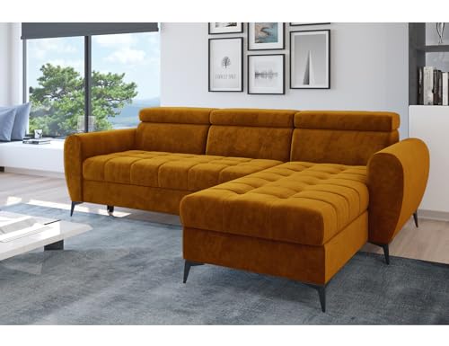 Easy4You Ecksofa Bjorn Velvet L-Form Senf – 252x101x175 cm - Schlafsofa mit Bettkasten und Schlaffunktion - Eckcouch mit Stauraum - Verstellbare Kopfstützen – Stoff Monolith 48 Easy4You Ecksofa Bjorn Velvet L-Form Senf – 252x101x175 cm - Schlafsofa mit Bettkasten und Schlaffunktion - Eckcouch mit Stauraum - Verstellbare Kopfstützen – Stoff Monolith 48 von Easy4You