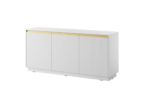 Easy4You Kommode R2 Weiss 154x72x39 cm (B x H x T) mit 3 Türen Sideboard Ideal für Wohnzimmer, Schlafzimmer Moderne Elegante Kommode von Easy4You
