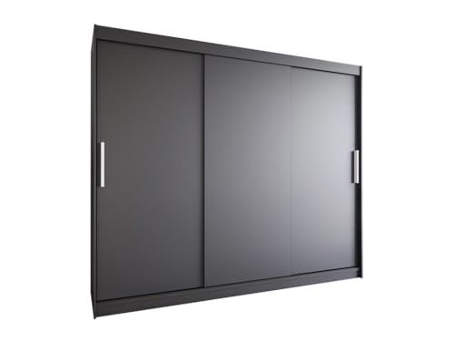 Easy4You L2 250 cm Schwarz Schiebetüren Kleiderschrank 250x215x58 cm Schlafzimmermöbel, Aufbewahrung - Mehrzweckschrank - Farbe: Schwarz von Easy4You