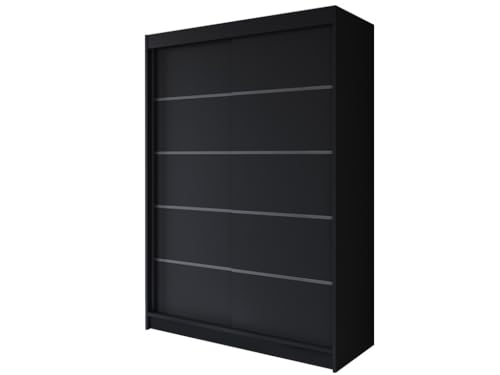 Easy4You P4 150 cm Schwarz Schiebetüren Kleiderschrank 150x200x58 cm Schlafzimmermöbel, Aufbewahrung - Mehrzweckschrank - Farbe: Schwarz von Easy4You