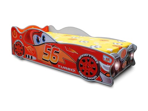 Easy4You Red McQueen Car MINI Kinderbett Baby mit Matratze 74x47x150 cm Kleinkinderbett mit Matratze inklusive von Easy4You