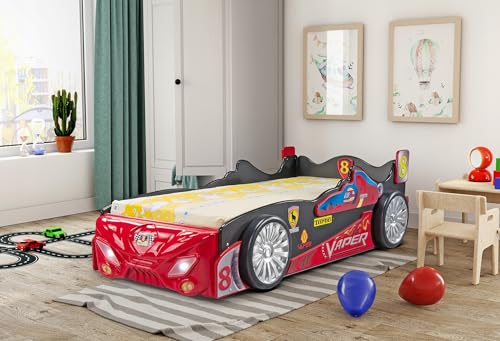 Easy4You Vaper Car Kinder-Babybett mit Matratze Kleinkinderbett mit Matratze inklusive Matratze von Easy4You