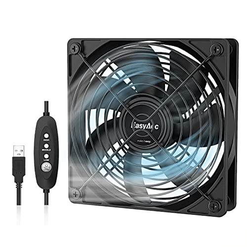 EasyAcc Lüfter USB Ventilator leise kühlen 125mm DC 5V Axiallüfter mit 3 Einstellbare Lüfter PC kompatibel mit Computer/PS4 /TV Box/AV Schrank/Router MEHRWEG Weihnachtsgeschenke von EasyAcc