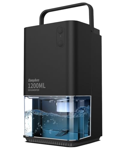EasyAcc Luftentfeuchter,1200ml Elektrischer Entfeuchter,0.96kw/24H Energiesparend Klein Leise Tragbarer Raumentfeuchter mit Automatischer Abschaltung und Schlafmodus Dehumidifier für Büro und zu Hause von EasyAcc