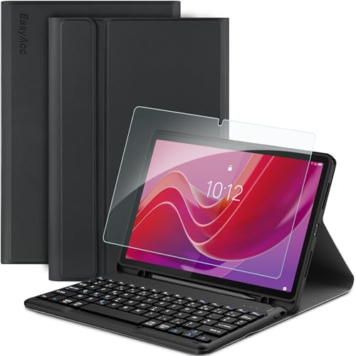 EasyAcc Tastatur Hülle Kompatibel mit Lenovo Tab M11 TB330 2024 mit Schutzfolie, [Französisch Tastatur], Abnehmbar Tastatur Schutzhülle mit Pencil Halter, Schwarz von EasyAcc