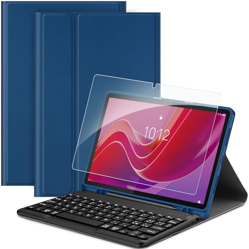 EasyAcc Tastatur Hülle Kompatibel mit Lenovo Tab M11 TB330 2024 mit Schutzfolie, [Italienische], Abnehmbar Tastatur Schutzhülle mit Pencil Halter, Blau von EasyAcc