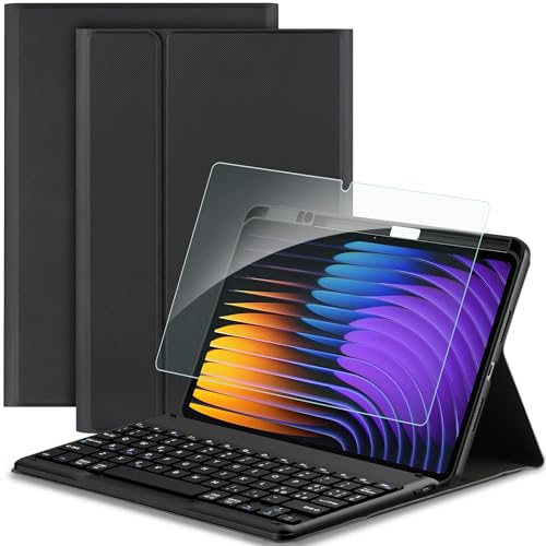 EasyAcc Tastatur Hülle Kompatibel mit Xiaomi Mi Pad 7/ Mi Pad 7 Pro (11.2 Zoll, Modell 2025) mit Schutzfolie, [QWERTY Italienisch], Abnehmbar Tastatur Schutzhülle mit Pencil Halter, Schwarz von EasyAcc