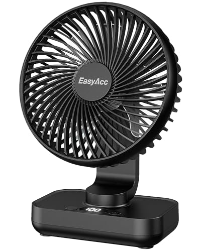 EasyAcc Tischventilator, 4000 Akku Automatischer Oszillierender Kleiner USB Ventilator, Tragbarer Aufladbar Basis Ventilatoren mit 4 Geschwindigkeiten für Camp,Büro, Bibliothek und Zuhause - Schwarz EasyAcc Tischventilator, 4000 Akku Automatischer Oszillierender Kleiner USB Ventilator, Tragbarer Aufladbar Basis Ventilatoren mit 4 Geschwindigkeiten für Camp,Büro, Bibliothek und Zuhause - Schwarz von EasyAcc