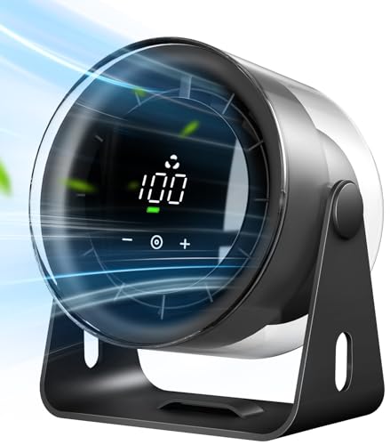 EasyAcc 6000mAh Ventilator leise, 5 m/s wiederaufladbarer Turboventilator,Luftzirkulator Ventilator mit100 Stufen, 3–21std.,LED-Anzeige,leistungsstark Ventilator für Camping,Reisen und Büro - Schwarz von EasyAcc