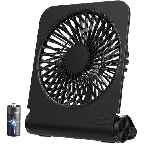 Tischventilator Sehr Leise,EasyAcc Tischventilator Batterie Tragbarer USB Ventilator 2000 Akku 4 Geschwindigkeit Mini Aufladbarem Tragbarer Desk Fan Lüfter für Zuhause Büro Bibliothek Campen von EasyAcc