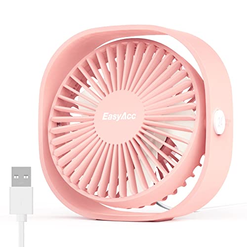 EasyAcc USB Ventilator, Mini Ventilator USB Tischventilator leise Klein 2 Jahre Garantie Starker Exquisit Lüfter 3 Geschwindigkeiten 360 Grad Drehung Desk Fan für Schreibtisch Zuhause Büro von EasyAcc