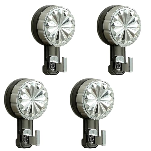 EasyBuyCat 4-Pack Saughaken Extra Stark, Extra Stark Saugnapf Haken,Wiederverwendbar Saugnapfhaken,Max 5Kg, Saugknöpfe für Badezimmer,Küche, Glas, Fenster (Transparent Grau & Silver) von EasyBuyCat