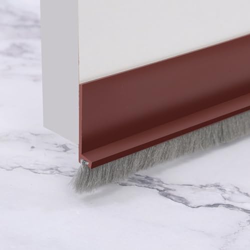 100 cm Türbürste Zugluftstopper Streifen Türen Boden Sweep Staubdichtung 2 Stück Türbürste Streifen für Tür Zugluftblocker Tür unten (braun) von EasyByMall