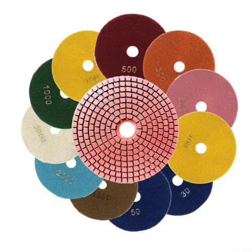 12,7 cm Harz-Politur für Pads, perfekt zum Polieren und Schleifen von Beton, für Granit, Marmor und Kalksteinoberflächen (Körnung 2000) von EasyByMall
