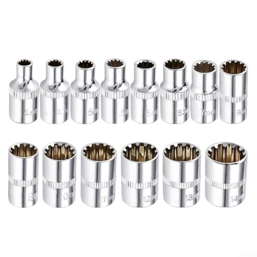 12-Punkt-Spiegel-Steckschlüssel-Bit, 1/4-Zoll-Antrieb für Torx-Bit-Ratschenschlüssel, widerstandsfähige Verchromung, zuverlässige Leistung (10 mm) von EasyByMall