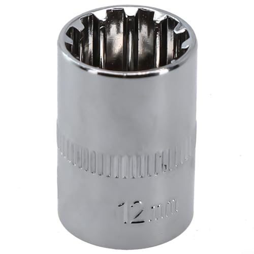 12-Punkt-Spiegel-Steckschlüssel-Bit, 1/4-Zoll-Antrieb für Torx-Bit-Ratschenschlüssel, widerstandsfähige Verchromung, zuverlässige Leistung (12 mm) von EasyByMall
