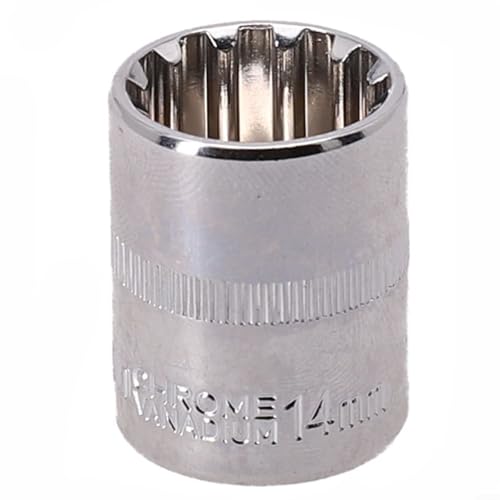 12-Punkt-Spiegel-Steckschlüssel-Bit, 1/4-Zoll-Antrieb für Torx-Bit-Ratschenschlüssel, widerstandsfähige Verchromung, zuverlässige Leistung (14 mm) von EasyByMall