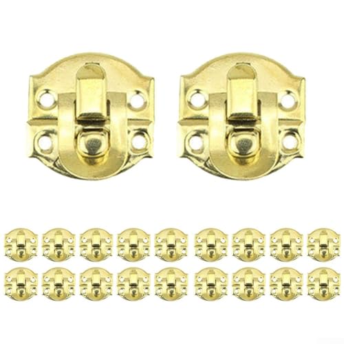 20 Stück Antik Eisen Hasp Lock Verschlüsse für Schmuckschatullen Holzkisten für Koffer Metallriegel Rostbeständig Vintage Stil Hardware für Reparatur und Handwerk (gelb) von EasyByMall