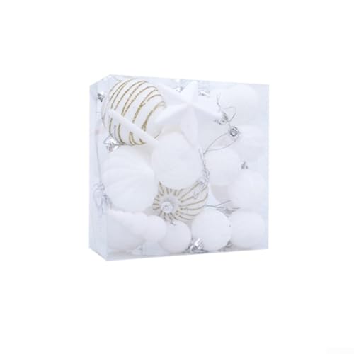 24 Stück Weihnachtskugeln, Weihnachtskugel-Dekorationsset, bemalt, Kugel, Weihnachtsbaumschmuck, hängende Kugel, Party, Heimdekoration (weiß) von EasyByMall