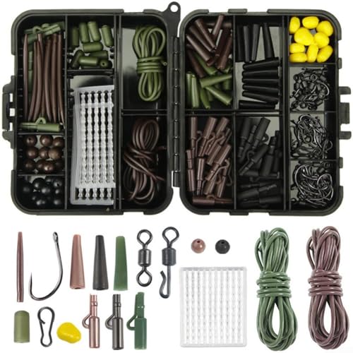 272 Stück Karpfenangeln Angelzubehör in Box – Karpfenangeln Tackle Box Set Haken/Stops/Wirbel Komplettset von EasyByMall