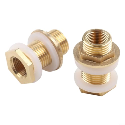 2er-Pack Messing-Wassertankarmaturen, kompatibel mit Standard-Tanks und Eimern, zuverlässige Dichtungslösungen (1,27 cm) von EasyByMall
