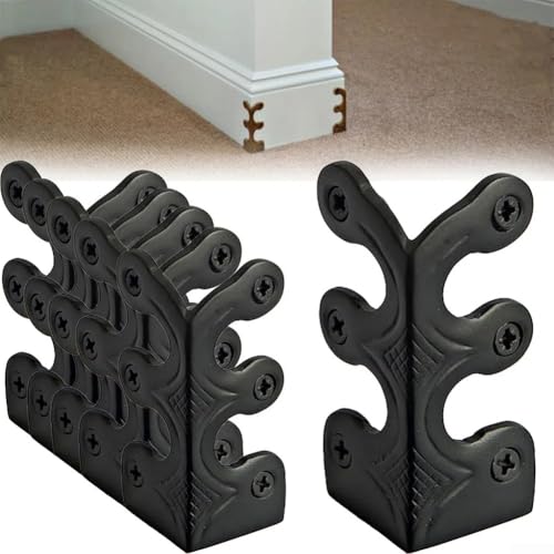 EasyByMall 6 Stück Sockelleisten-Eckenschutz, Vintage Metall Eckenschutz, Eisen-Sockelleisten-Eckenschutz, Möbel-Ecken Kantenschutz, Möbel Zubehör für Kisten Boxen Möbel Regal Tisch (schwarz) von EasyByMall
