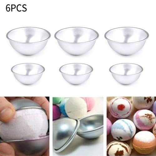 6 x 3D-Aluminium-Badbombenformen für Kuchen und Schokolade, Backspaß, halbe Kugelform für besondere Anlässe (2) von EasyByMall