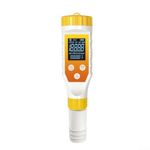 7-in-1 Digitaler Wasserqualitätstester, multifunktionaler Wassertester mit hintergrundbeleuchtetem Display für pH-Messgerät/ORP/Salzgehalt, 183 x 42 x 42 mm von EasyByMall